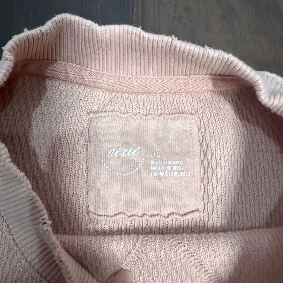 Aerie light peach crewneck sweater sz large - Picture 4 of 6